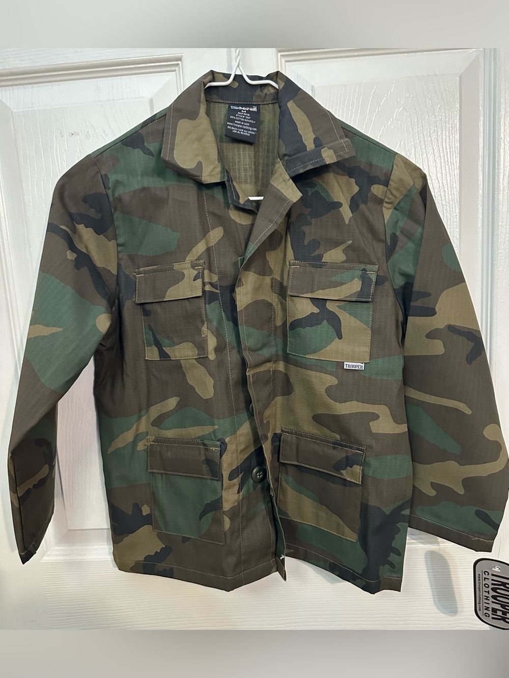 Trooper Kids' Camouflage Military Field Jacket - Green Camo